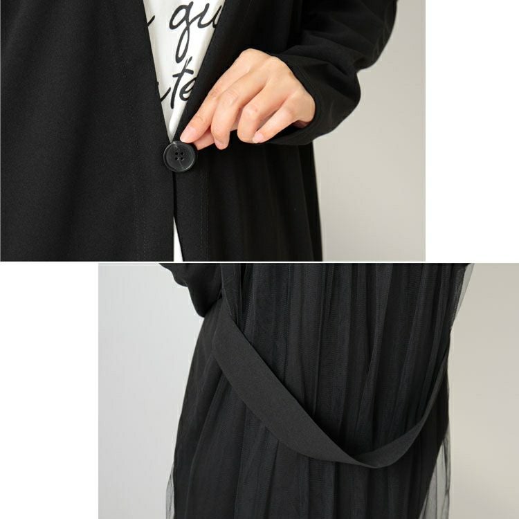 大きいサイズ レディース バックチュールロングコーディガン　maru-6603