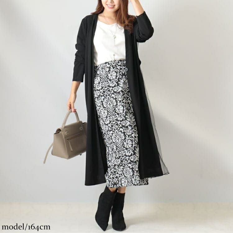 大きいサイズ レディース バックチュールロングコーディガン　maru-6603