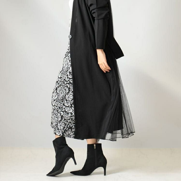 大きいサイズ レディース バックチュールロングコーディガン　maru-6603