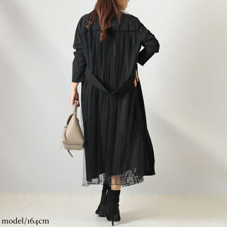 大きいサイズ レディース バックチュールロングコーディガン　maru-6603