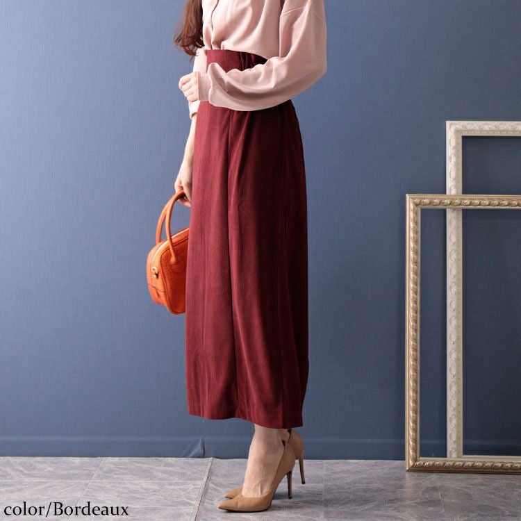 大きいサイズ レディース コーデュロイハイウエストナロースカート　maru-6602