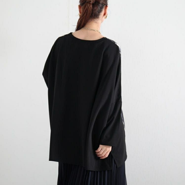 大きいサイズ レディース 柄切替えドルマンプルオーバー　maru-6601 【メール便可】