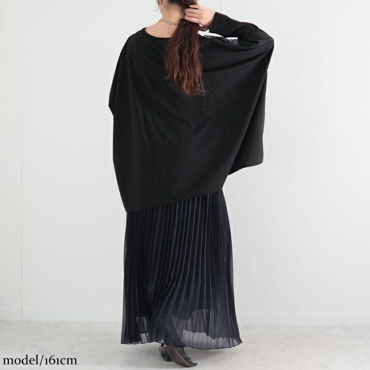 大きいサイズ レディース 柄切替えドルマンプルオーバー　maru-6601 【メール便可】