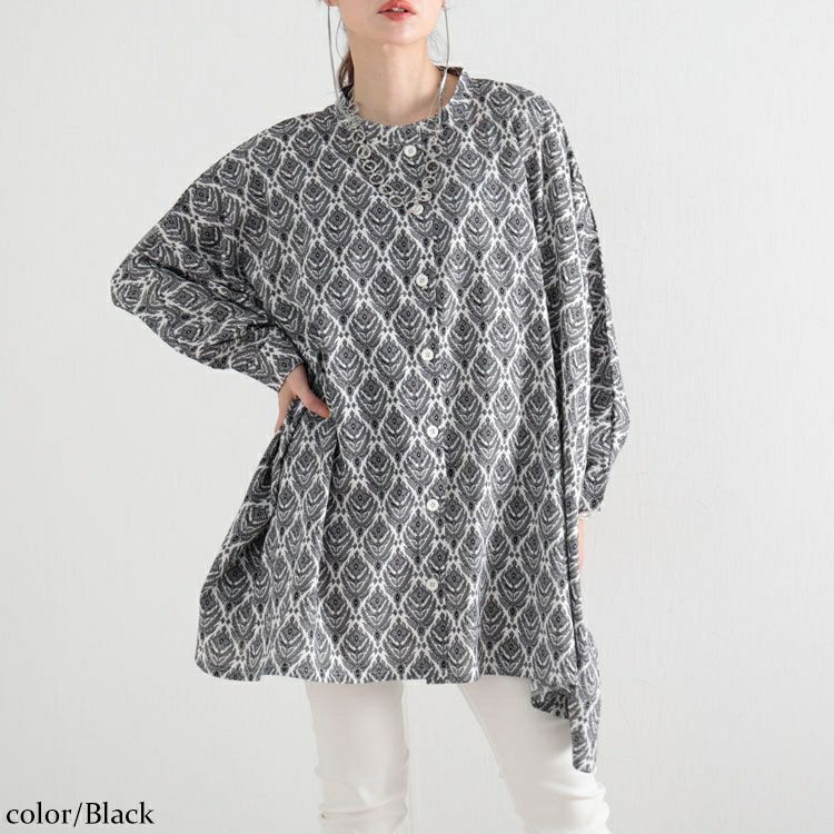 大きいサイズ レディース ペイズリー柄ドルマンブラウス　maru-6600 【ゆうパケット可】