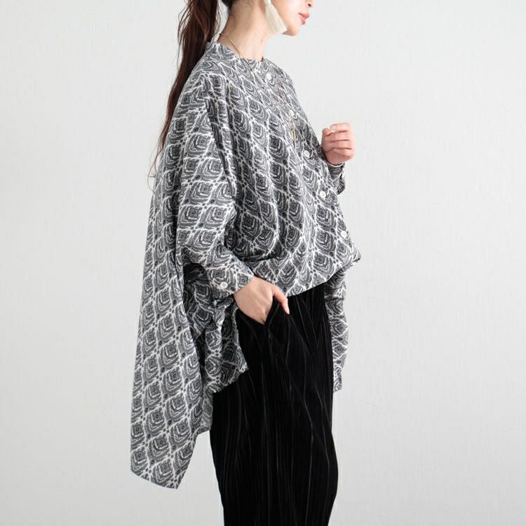 大きいサイズ レディース ペイズリー柄ドルマンブラウス　maru-6600 【ゆうパケット可】