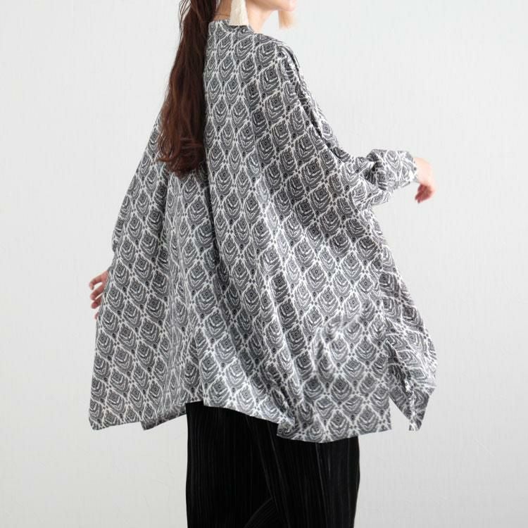 大きいサイズ レディース ペイズリー柄ドルマンブラウス　maru-6600 【ゆうパケット可】 オフホワイト