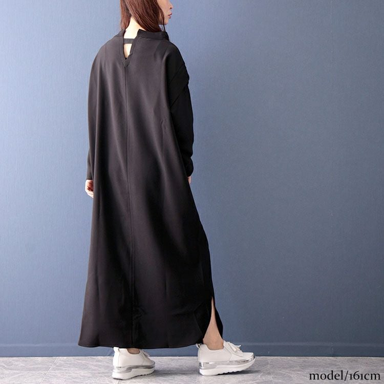 大きいサイズ レディース レイヤード風ロングワンピース　nw-22020