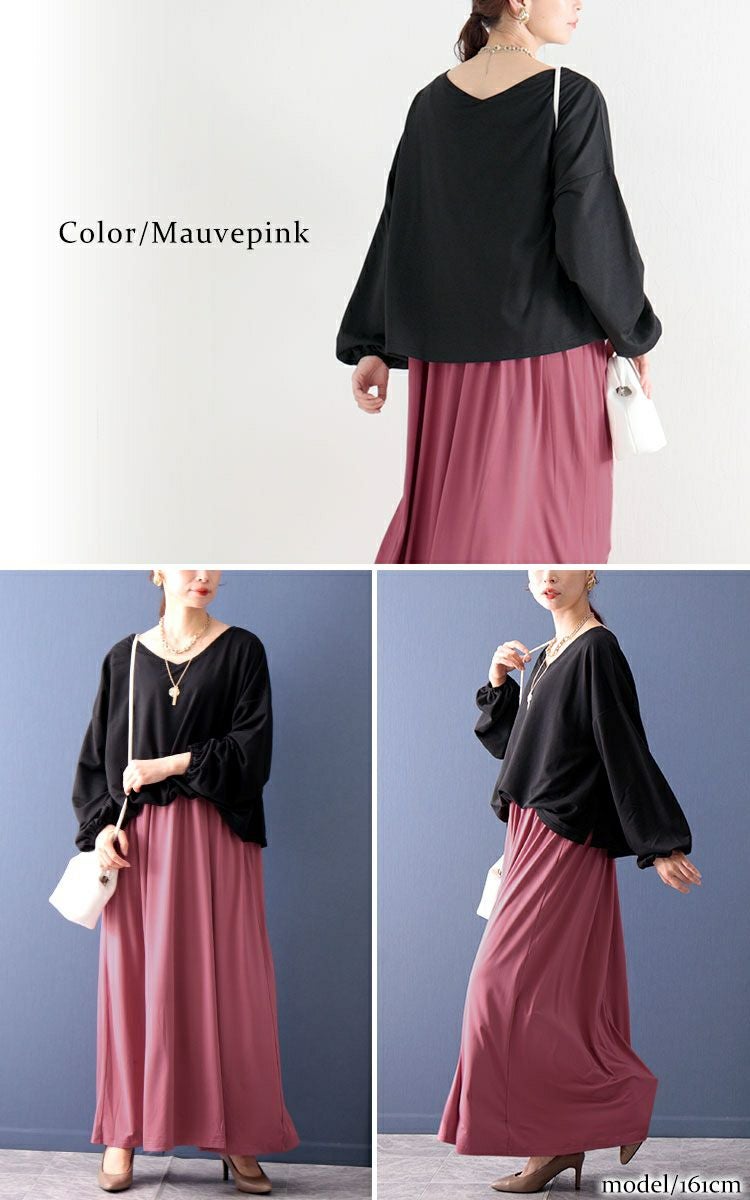 大きいサイズ レディース ドッキングロングワンピース　nw-22022