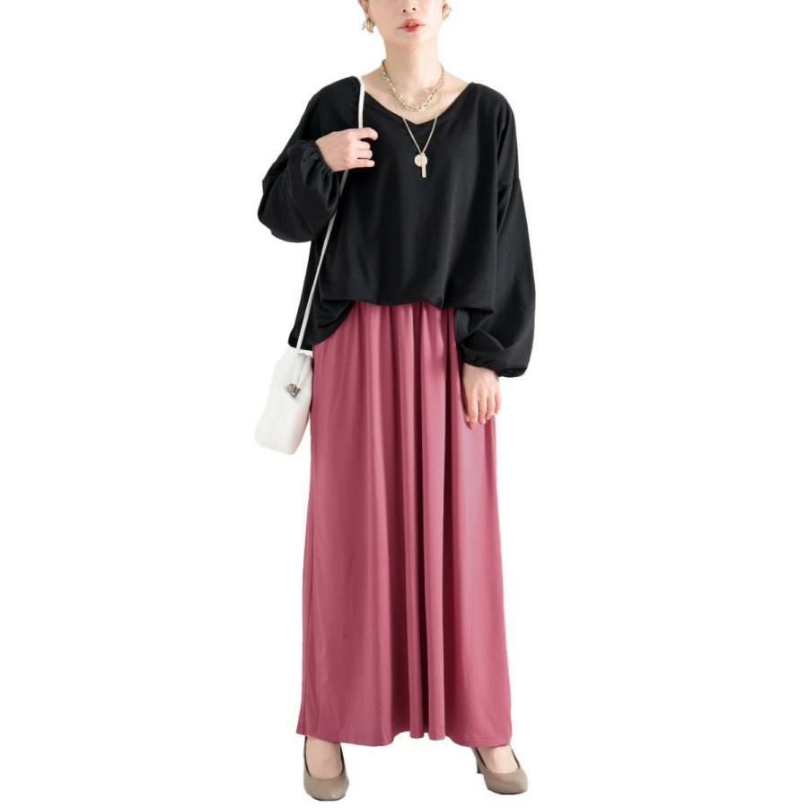 大きいサイズ レディース ドッキングロングワンピース　nw-22022 モーブピンク