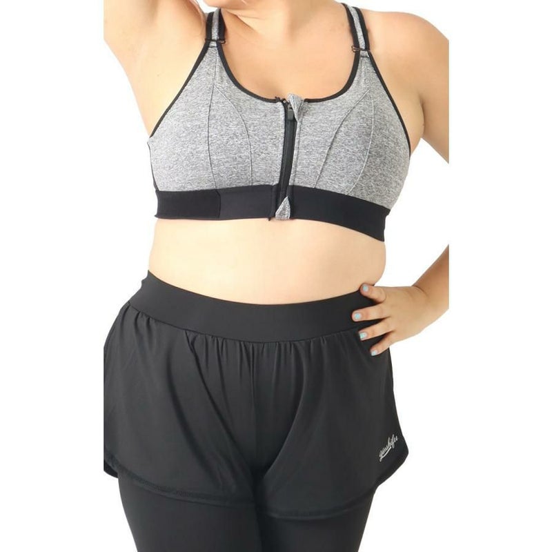 大きいサイズ レディース 前開きスポブラ　goldy-1058 グレー