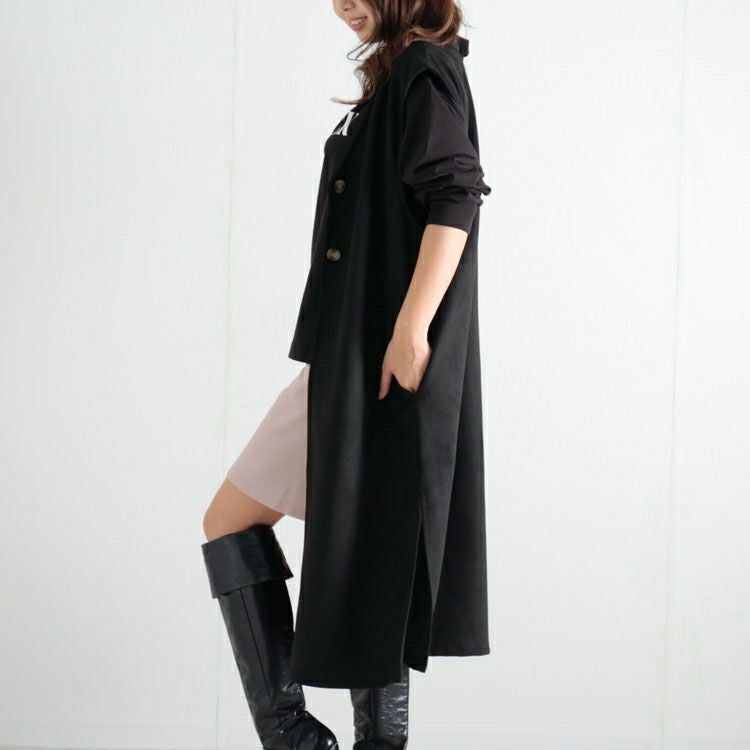 大きいサイズ レディース スエードロングジレ　sada-6817
