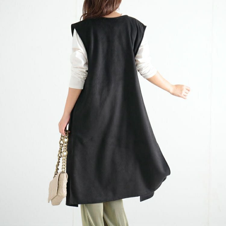 大きいサイズ レディース スエードロングジレ　sada-6817