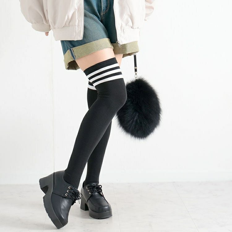 大きいサイズ レディース ラインハイソックス　goldy-1079 【メール便可】