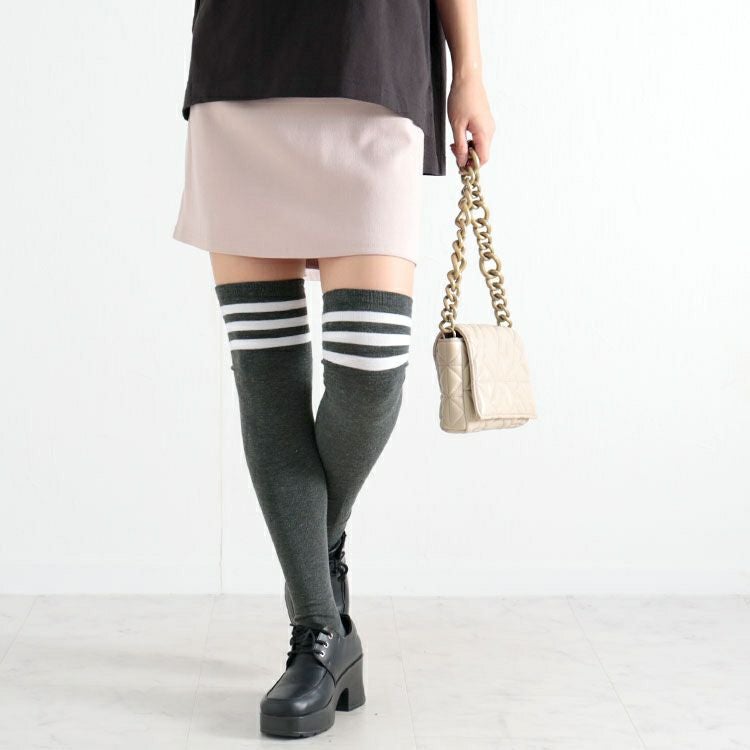 大きいサイズ レディース ラインハイソックス　goldy-1079 【メール便可】