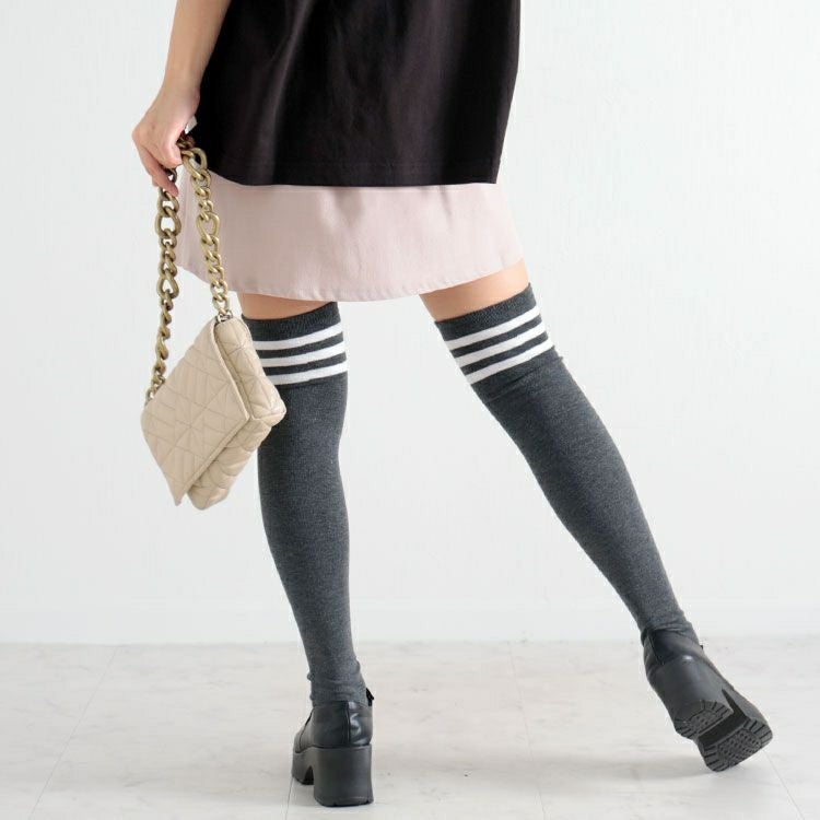 大きいサイズ レディース ラインハイソックス　goldy-1079 【メール便可】