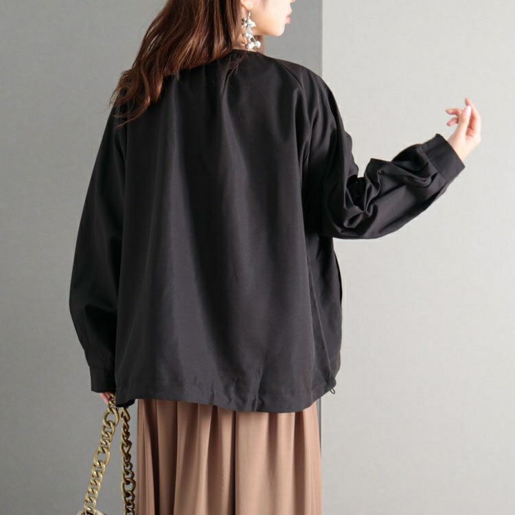 大きいサイズ レディース タックボリュームスリーブZIPブルゾン　maru-6616 【メール便可】