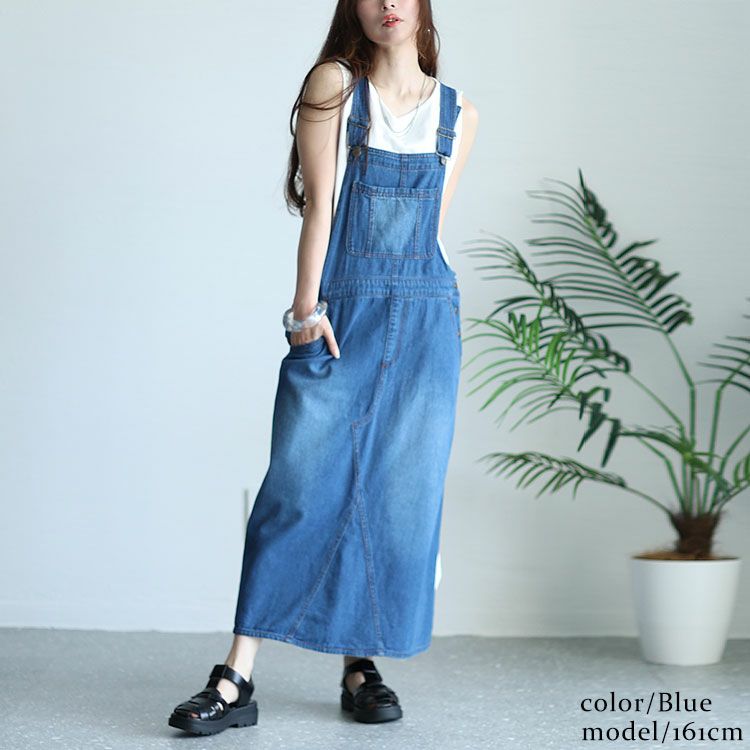 大きいサイズ レディース デニムサロペットスカート　tkb-0007