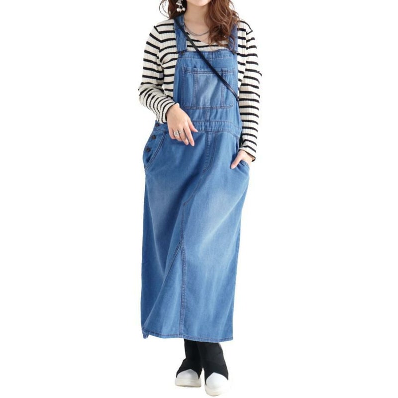 大きいサイズ レディース デニムサロペットスカート　tkb-0007 サックス