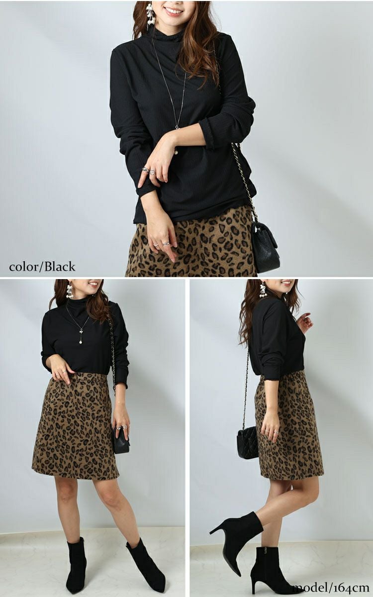 大きいサイズ レディース 指穴メローハイネックリブトップス　maru-6618 【ゆうパケット可】