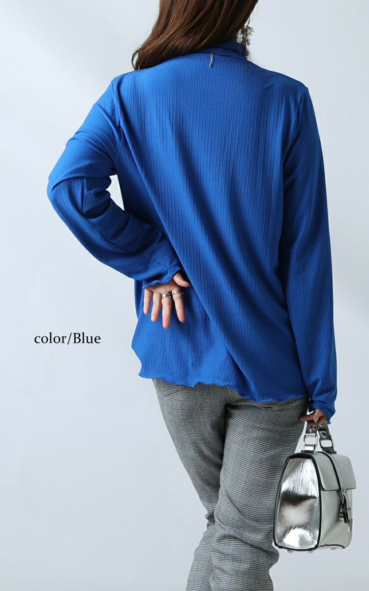 大きいサイズ レディース 指穴メローハイネックリブトップス　maru-6618 【ゆうパケット可】