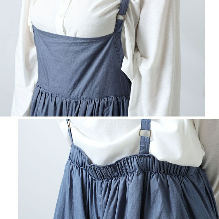 大きいサイズ レディース ギャザーサロペットワイドパンツ　wc-0271