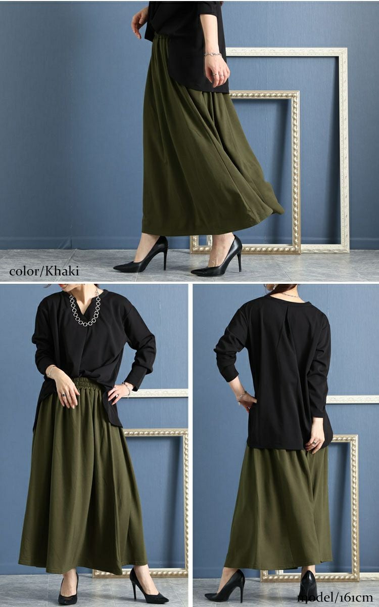 大きいサイズ レディース あったか裏起毛ロングスカート　sw-0494