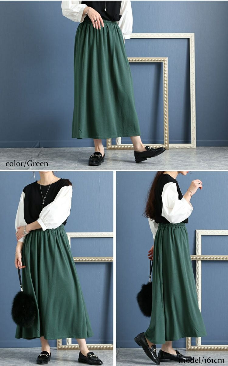 大きいサイズ レディース あったか裏起毛ロングスカート　sw-0494