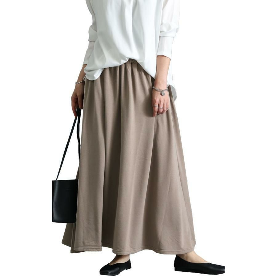 大きいサイズ レディース あったか裏起毛ロングスカート　sw-0494 モカ