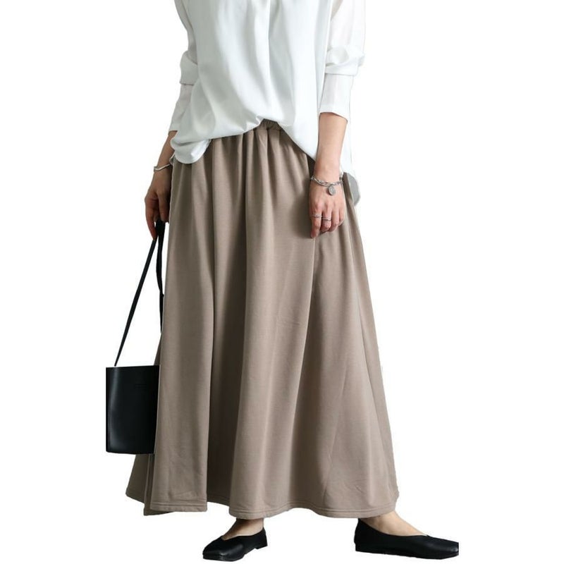 大きいサイズ レディース あったか裏起毛ロングスカート　sw-0494 モカ