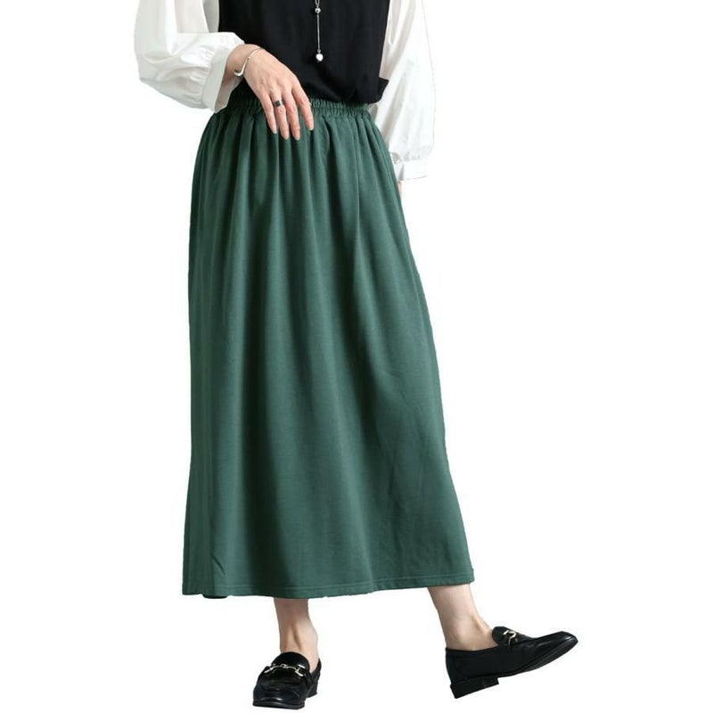 大きいサイズ レディース あったか裏起毛ロングスカート　sw-0494 グリーン
