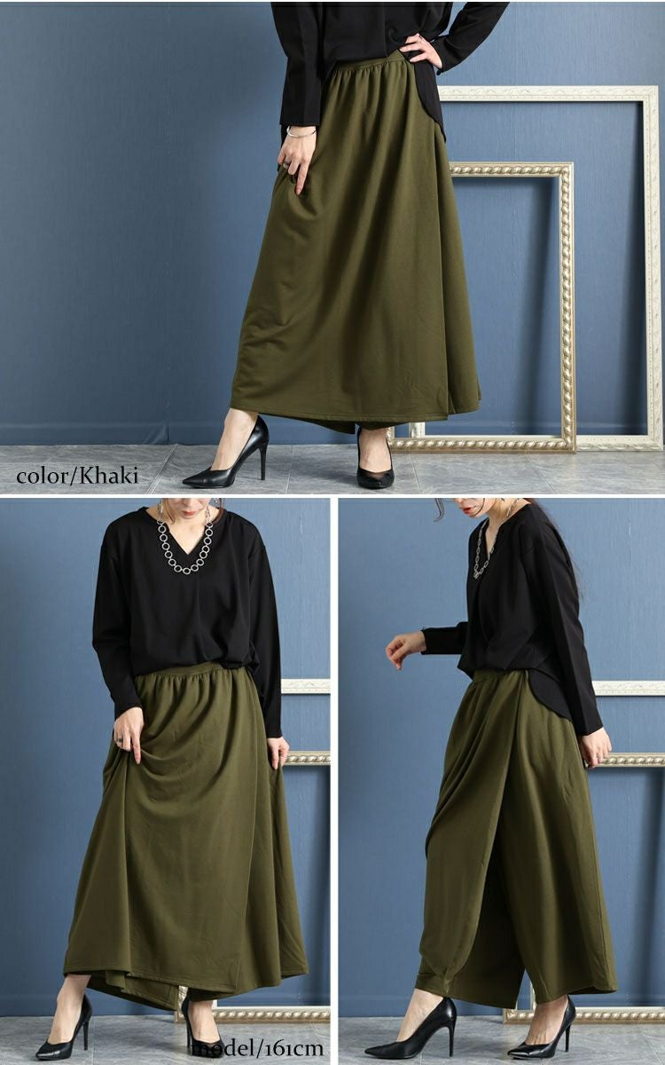 大きいサイズ レディース あったか裏起毛カフェパンツ　sw-0491