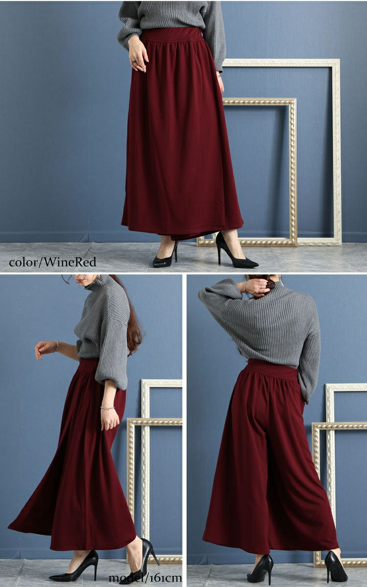 大きいサイズ レディース あったか裏起毛カフェパンツ　sw-0491