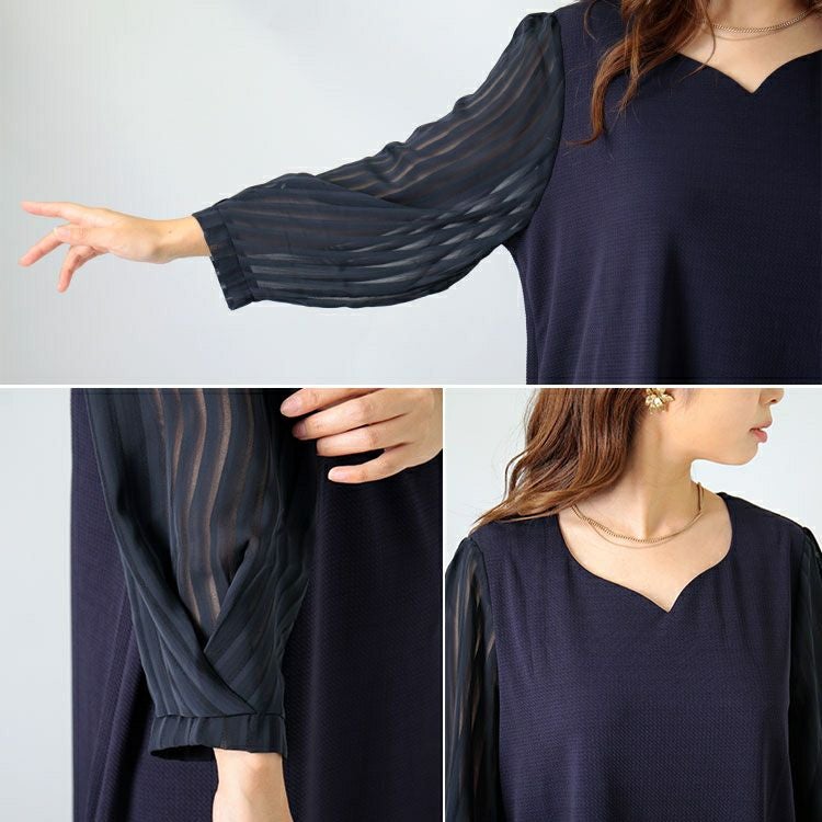 大きいサイズ レディース ハートネックシフォン袖ワンピース　mncut-122419