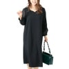 大きいサイズ レディース ハートネックシフォン袖ワンピース　mncut-122419 ブラック