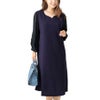 大きいサイズ レディース ハートネックシフォン袖ワンピース　mncut-122419 ネイビー
