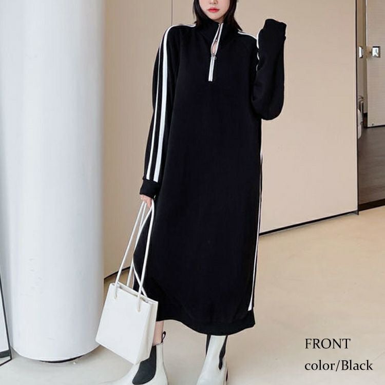 大きいサイズ レディース ジャージ風ワンピース　goldy-1128