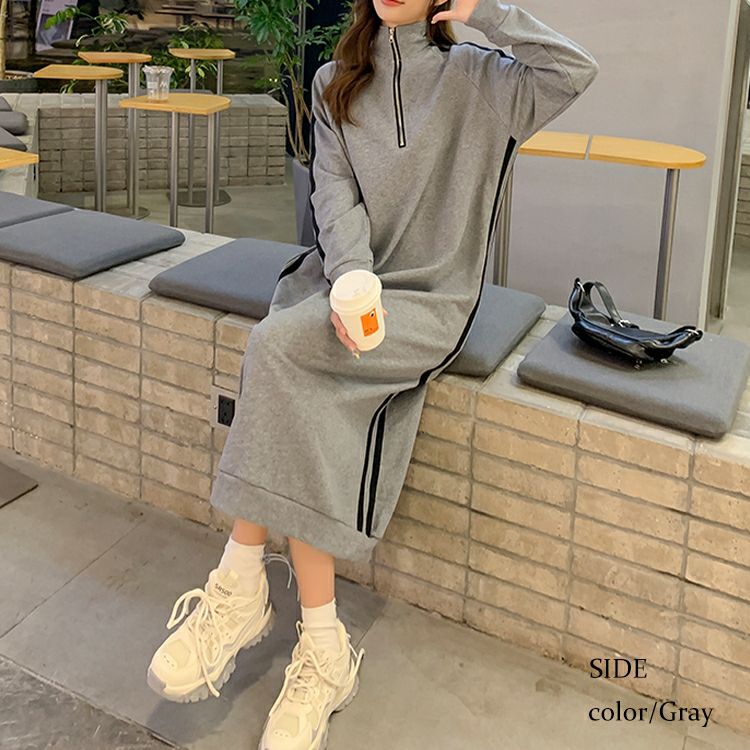 大きいサイズ レディース ジャージ風ワンピース　goldy-1128