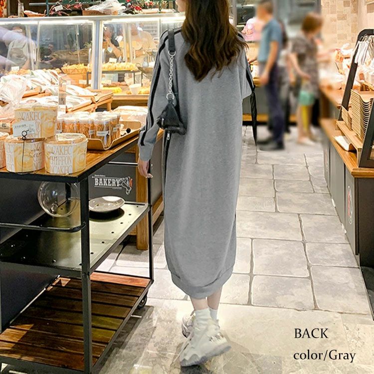 大きいサイズ レディース ジャージ風ワンピース　goldy-1128