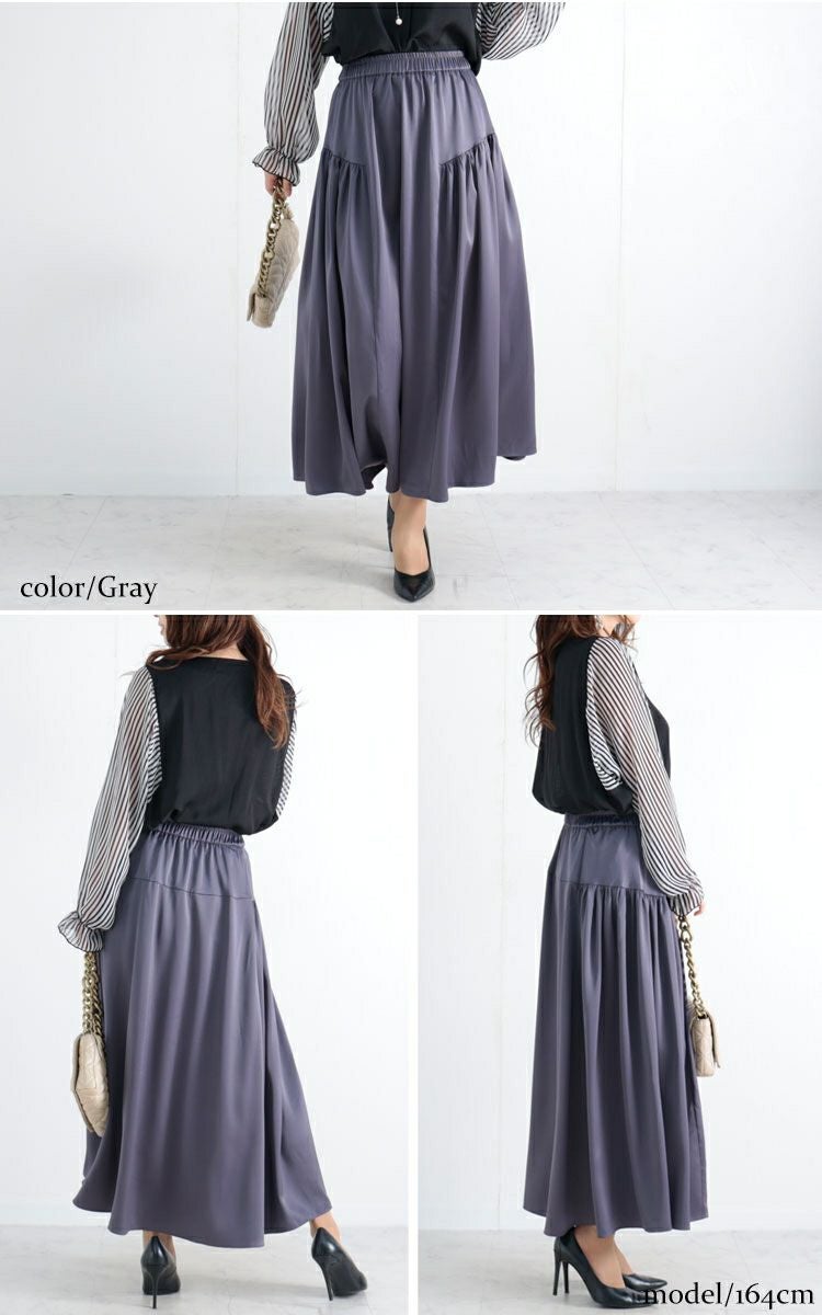 大きいサイズ レディース 前後2wayティアードロングスカート　fem-289