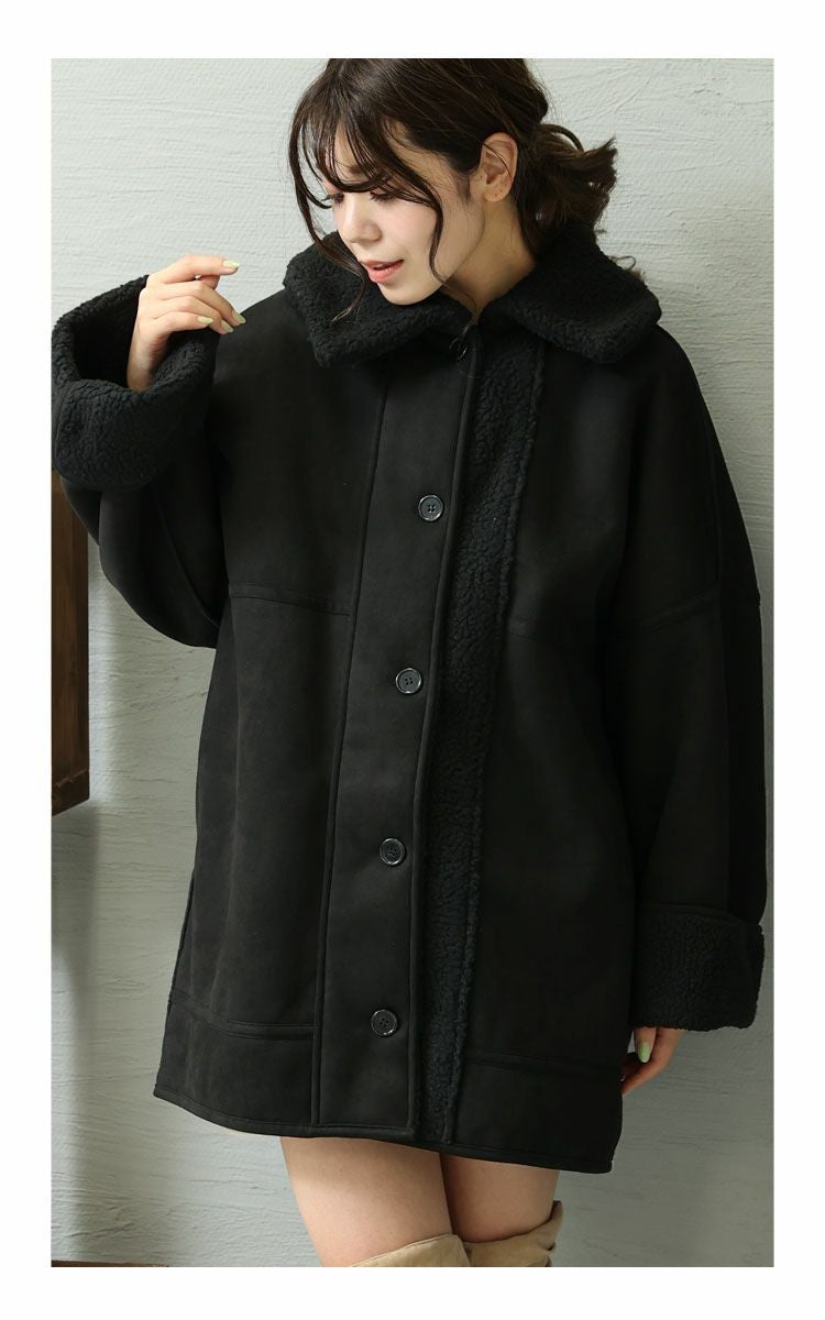 【人気】ヒロキ ムートンジャケット コート ブラック サイズ不明 レディース JIGGYS SHOP（ジギーズショップ） ムートンジャケット ムートンコート