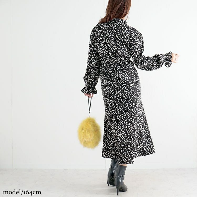 大きいサイズ レディース ボウタイマーメイドワンピース　maru-35979