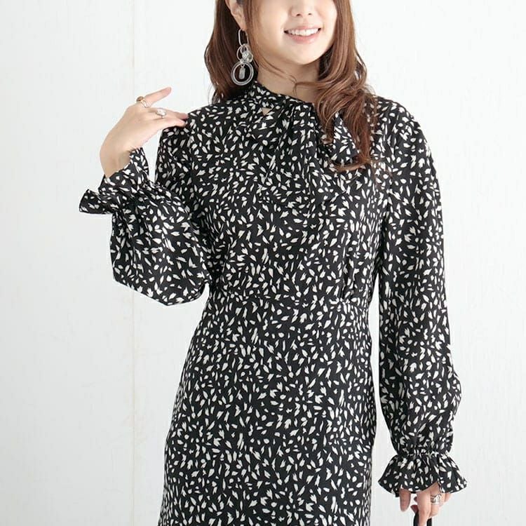 大きいサイズ レディース ボウタイマーメイドワンピース　maru-35979