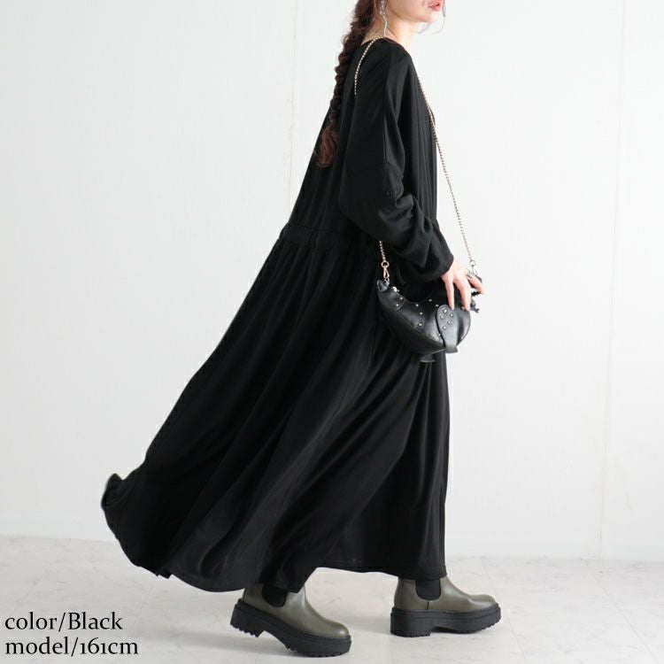 大きいサイズ レディース ウエストドロストワンピース　nw-22029