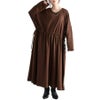 大きいサイズ レディース ウエストドロストワンピース　nw-22029 ブラウン
