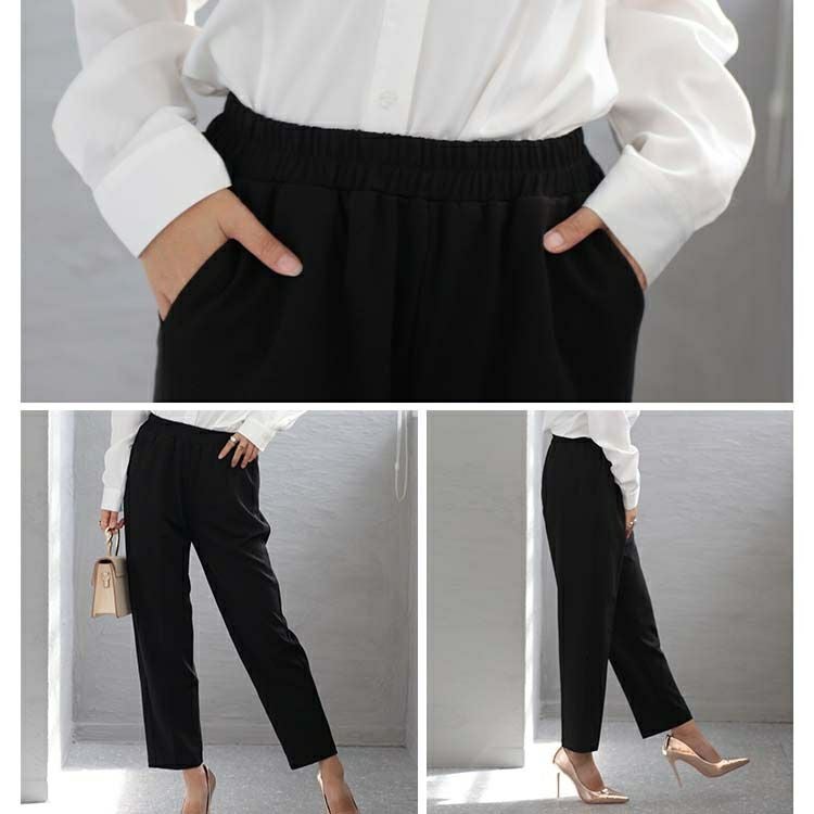 大きいサイズ レディース ウエストゴムテーパードパンツ　goldy-1142