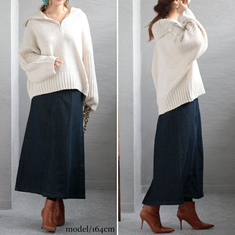 大きいサイズ レディース セミタイトデニムロングスカート　wd-0352