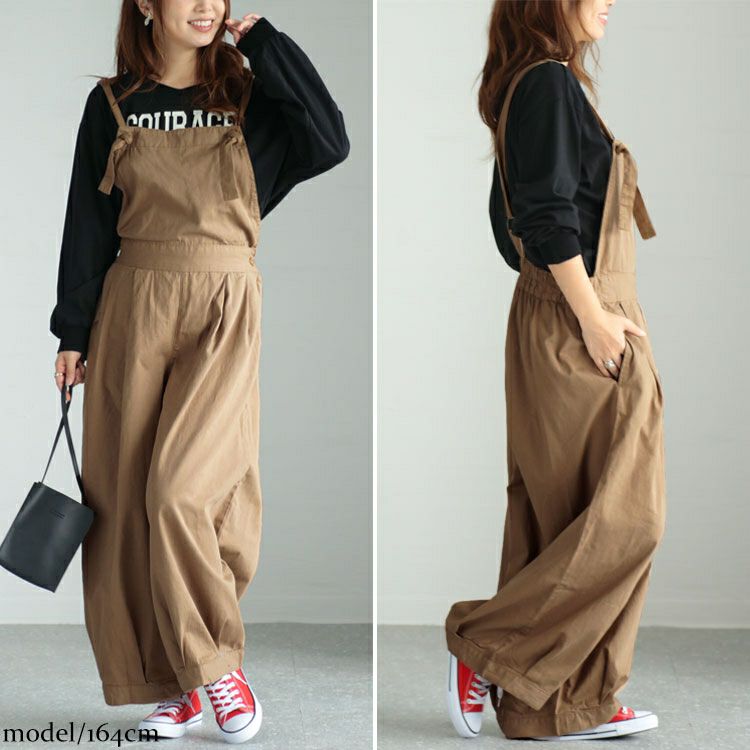 大きいサイズ レディース コットンツイルバルーンサロペットパンツ　wc-0319