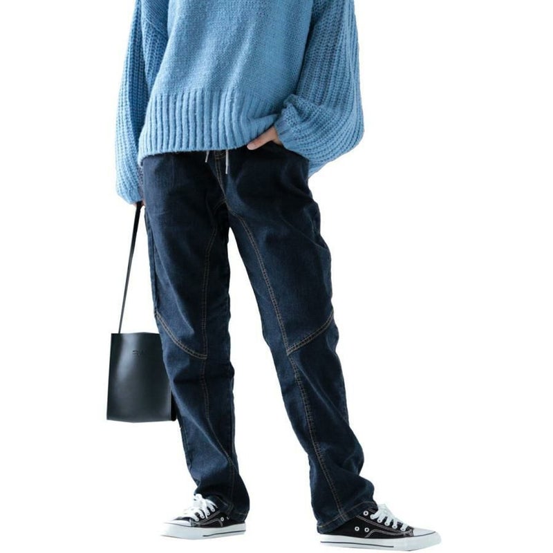 大きいサイズ レディース ウエストリブデニムパンツ　wd-0351 ワンウォッシュ