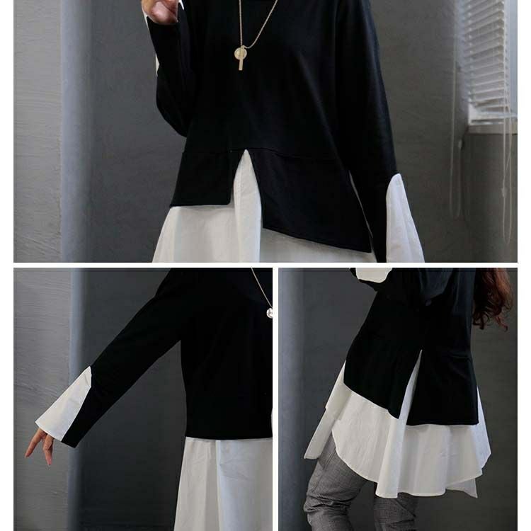 大きいサイズ レディース レイヤード風アシンメトリートップス　goldy-1155