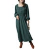 大きいサイズ レディース スクエアネックシャーリングワンピース　fem-299 グリーン